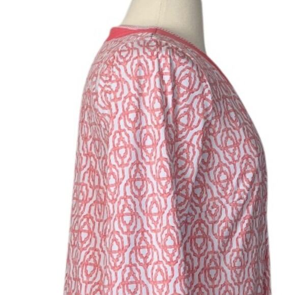 Cabana Life Tunic Dress V-neck Sleeveless Peach White Geo Women’s Plus Size 1X - Picture 8 of 14